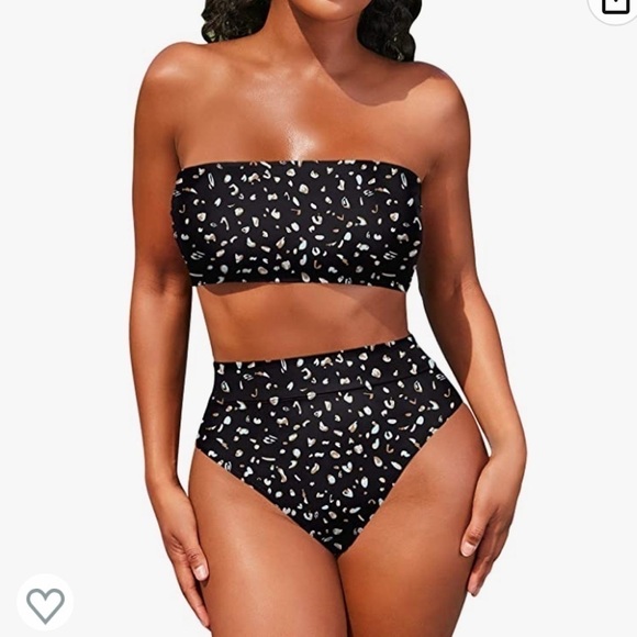 NWOT small Women's Bandeau High Waisted Bikini 2 Piece Swimsuit Removable Straps - Picture 1 of 3